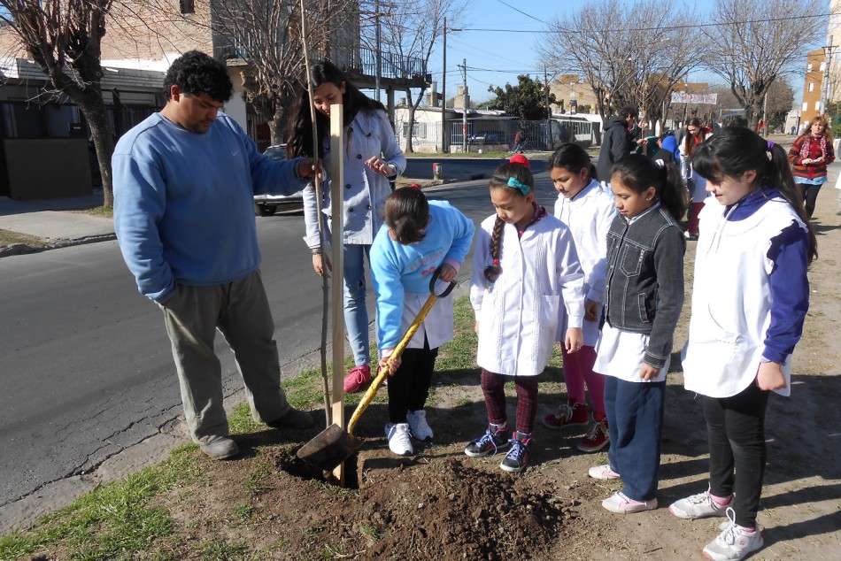 7932 | Plantación de árboles en el barrio Sindicato de la Carne - Municipalidad de Rosario